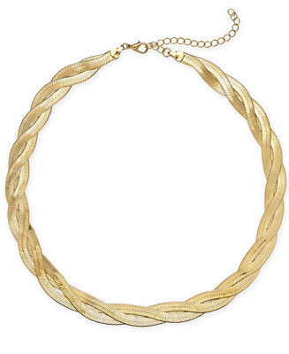Alfani Braided Herringbone Chain Collar Necklace, 16-1/2 | Macys (US)
