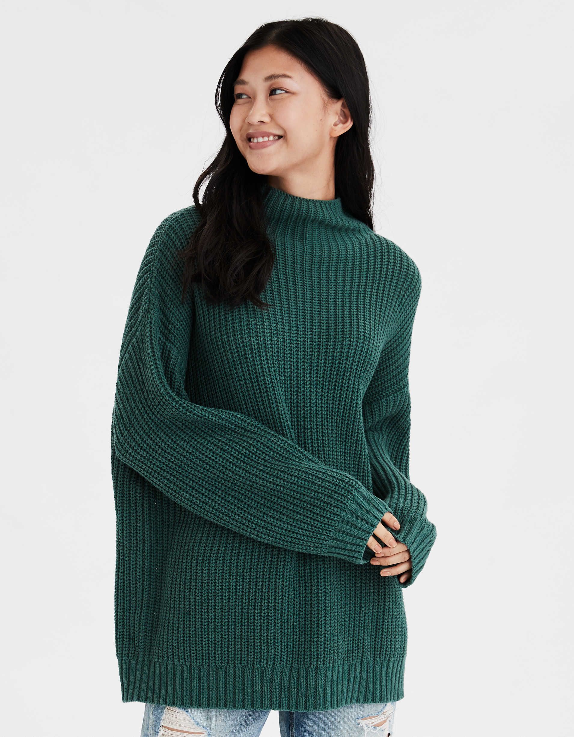 AE Mock Neck Oversized Sweater | American Eagle Outfitters (US & CA)