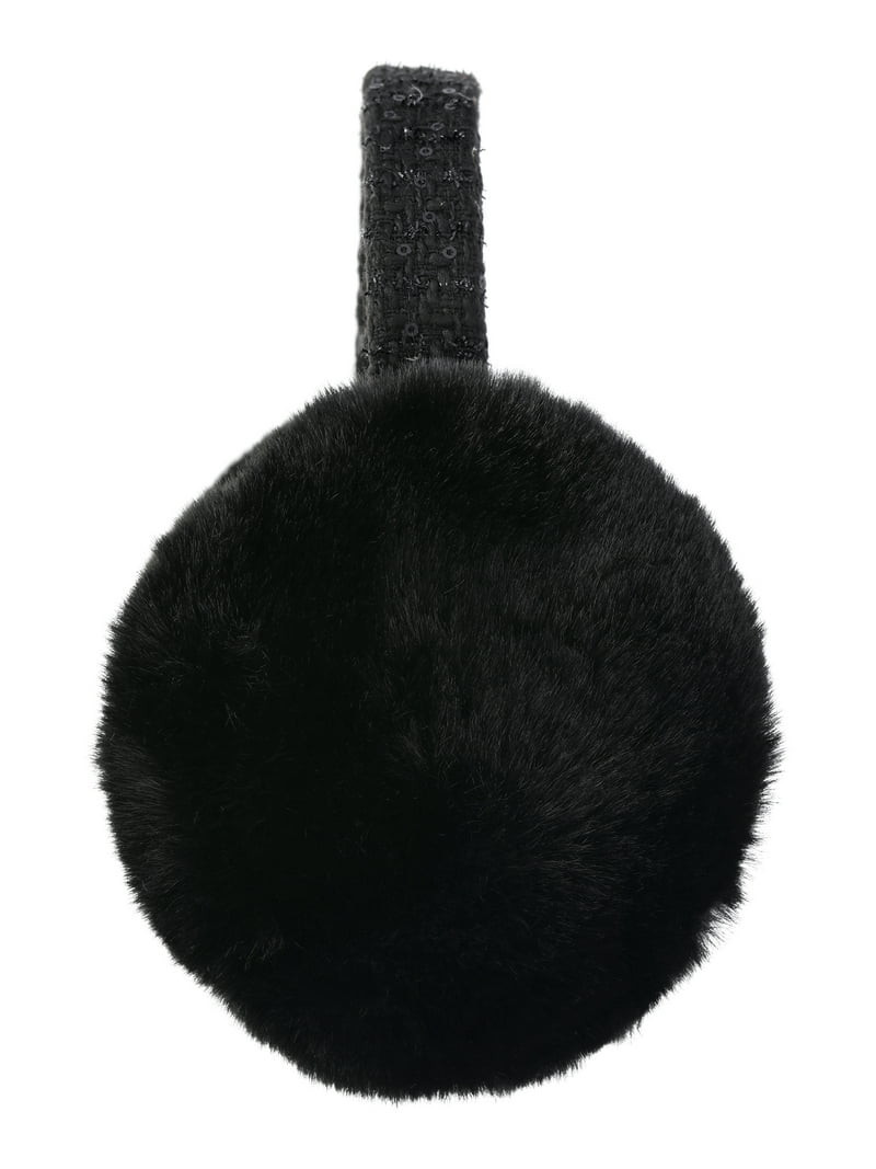 Madden NYC Women's Faux Fux Ear Muffs with Sequin Boucle Band, Black | Walmart (US)