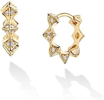 Cubic Zirconia Huggie Earrings 14k Gold Plated Tiny Earrings Small Huggie Hoop Earrings Simple Li... | Amazon (US)