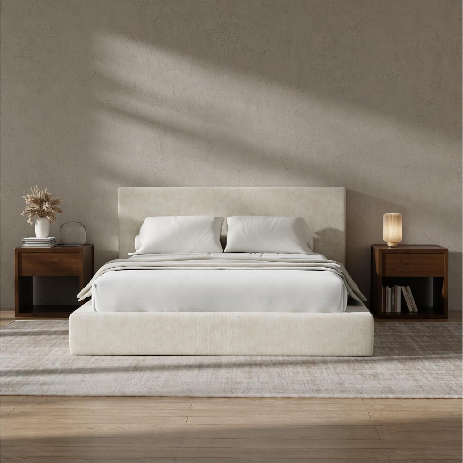 AirFrame Queen Bed Frame with Headboard, Cloud Upholstered Platform Bed Frame, 5 Inch Foam Cushio... | Amazon (US)