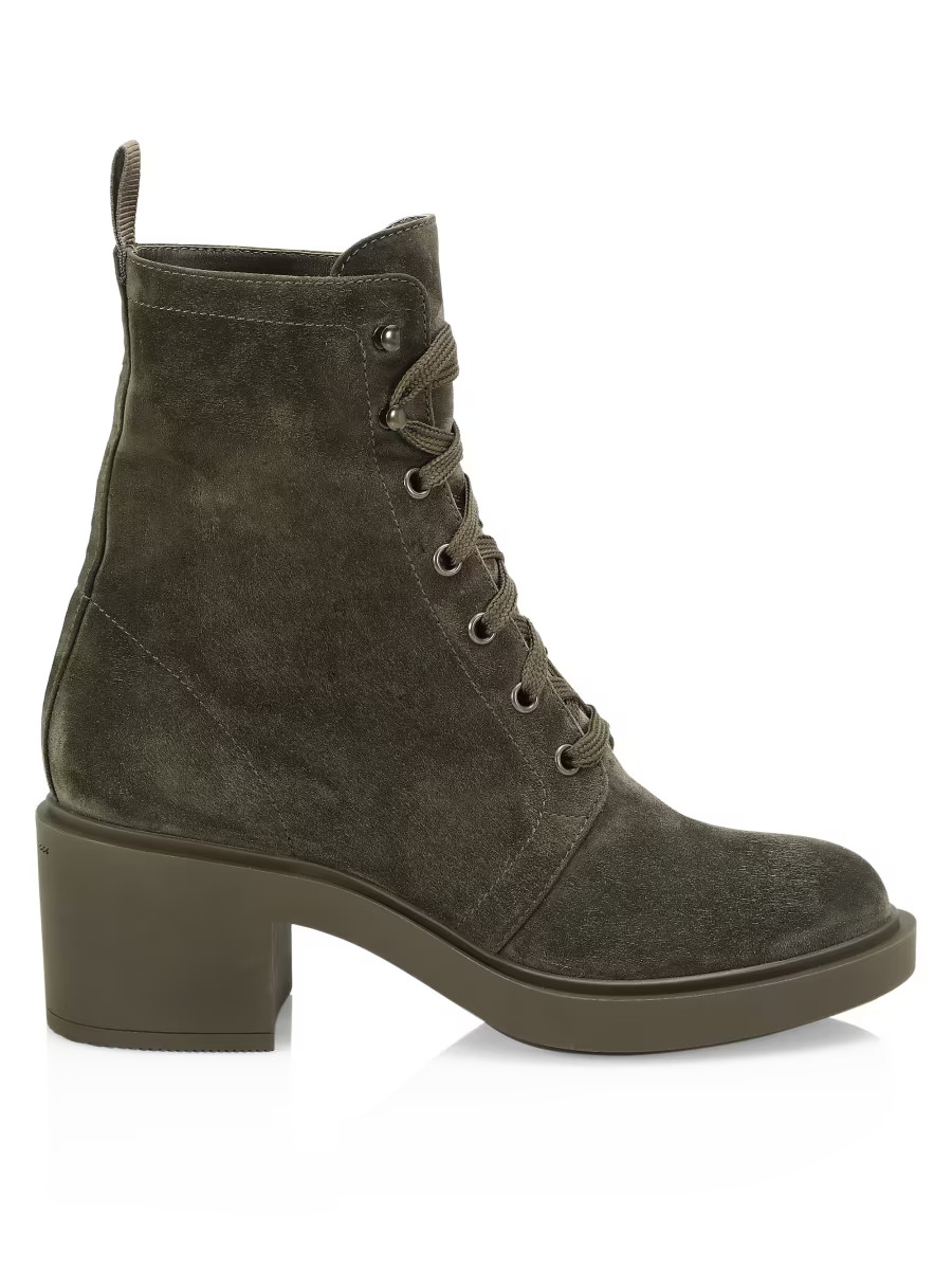 Block-Heel Suede Combat Boots | Saks Fifth Avenue