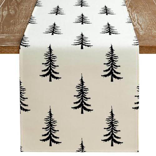 ARKENY Christmas Tree Table Runner 13x120 Inches, Beige Winter Holiday Indoor Outdoor Table Decoration for Home | Amazon (US)