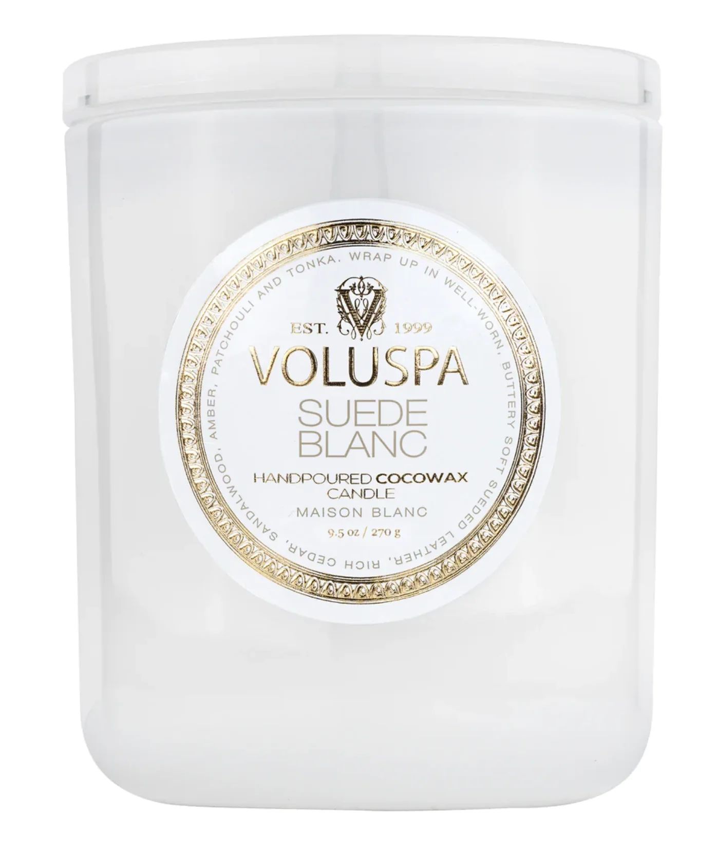 Suede Blanc 9.5oz Classic Candle | House of Blum