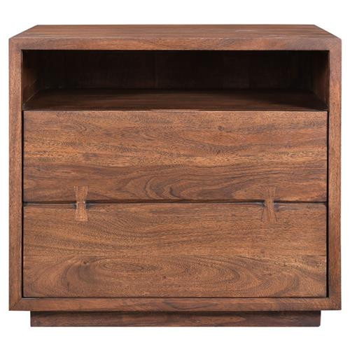 Atlas Rustic Lodge Brown Acacia Wood 1 Drawer Nightstand | Kathy Kuo Home