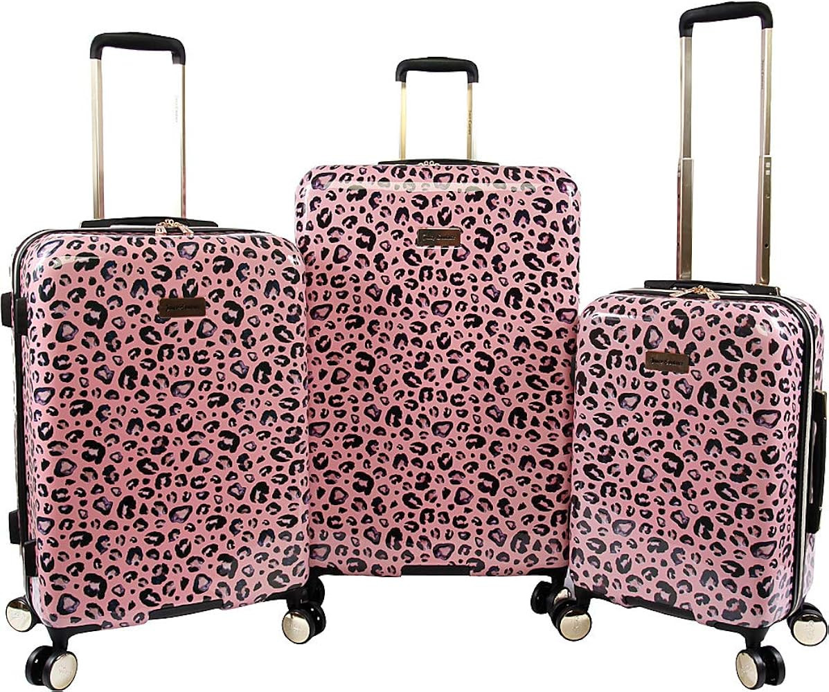Juicy Couture Women's Jane 3-Piece Hardside Spinner Luggage Set, Telescoping Handles, Pink Leopar... | Amazon (US)