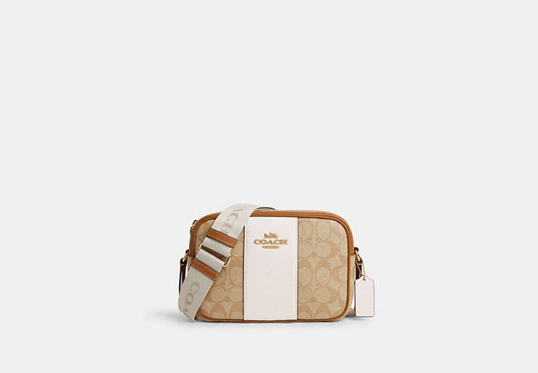 Coach Outlet Jamie Camera Bag In Signature Canvas With Stripe - Brown | Coach Outlet US