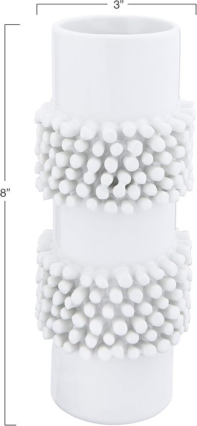 Bloomingville Handmade 8" H Poodle Cut Stoneware Vase, White | Amazon (US)