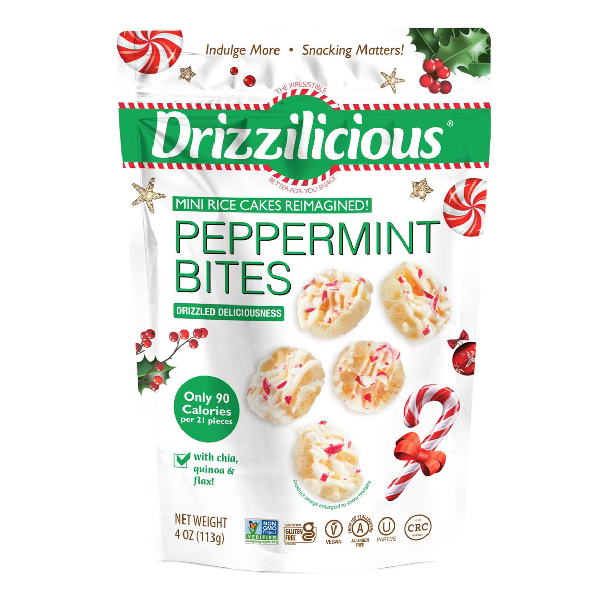 Drizzilicious Holiday Peppermint Bites Mini Rice Cakes - 4oz | Target