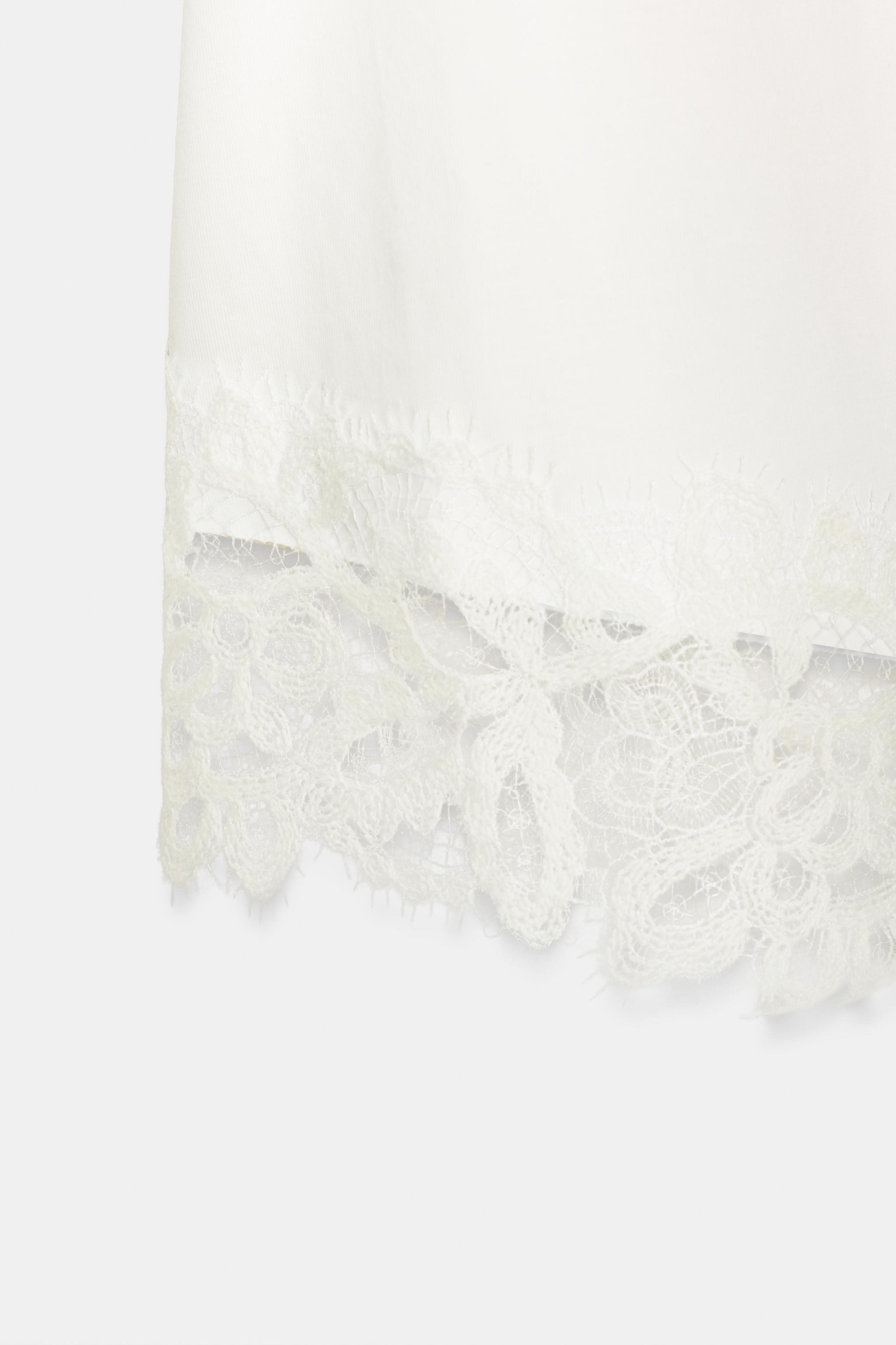 HEAVY COTTON LACE T-SHIRT | Zara UK