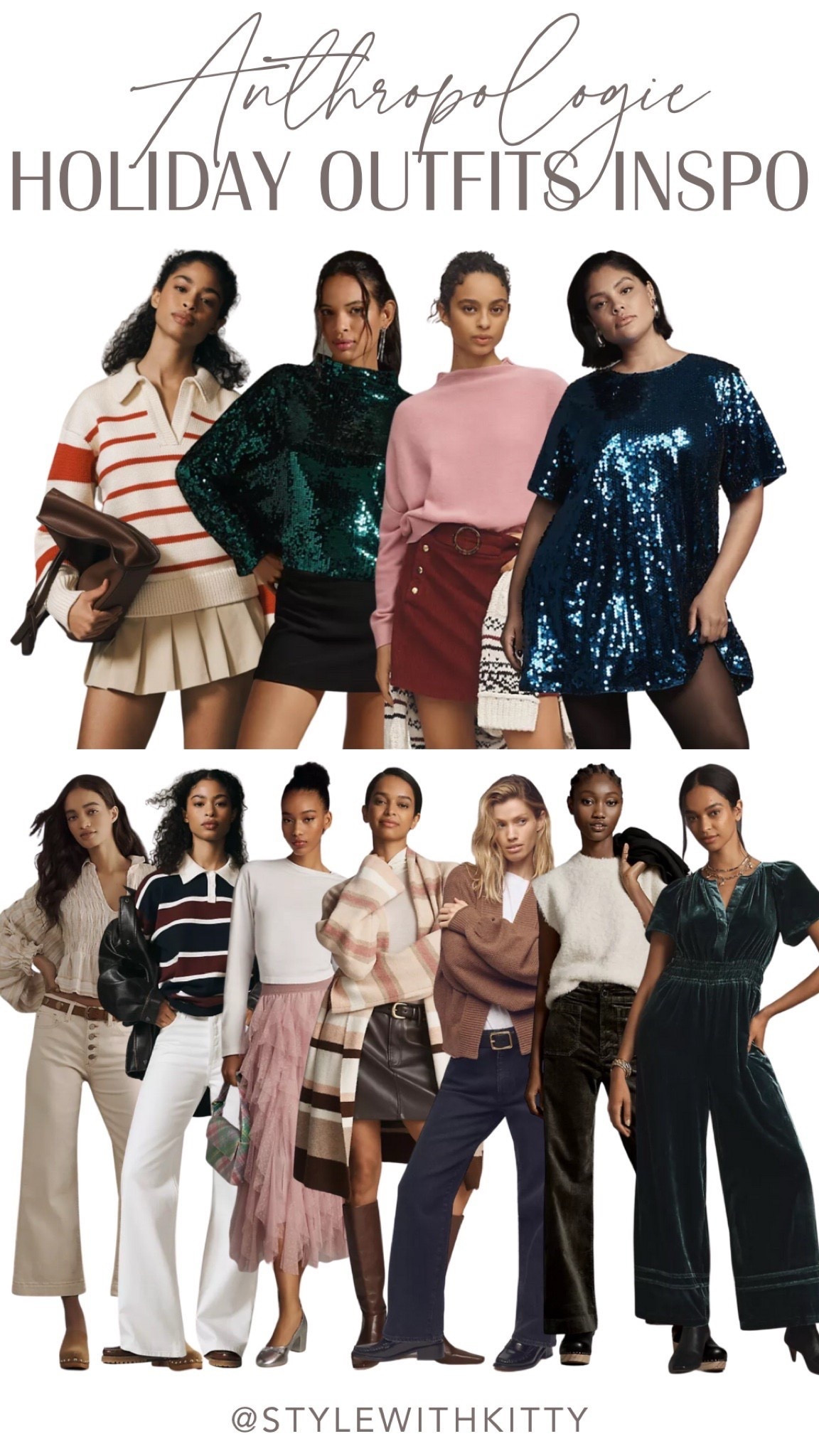 Holiday party season = Anthropologie perfection ✨🎄 This guide is full of statement pieces made for festive nights, cozy gatherings, and everything in between. From shimmering sequin dresses to soft knits, mini skirts, and elegant jumpsuits—these Anthropologie holiday outfits make getting dressed the easiest (and most fun) part of the season.

#Anthropologie #AnthroStyle #HolidayOutfitInspo #SequinDress #HolidayDresses #StatementKnits #MiniSkirtStyle #VelvetOutfit #HolidayPartyLook #FestiveFashion #WinterStyle #ChicHoliday #DressyCasual #StyleWithKitty

#LTKBeauty #LTKHoliday #LTKootd