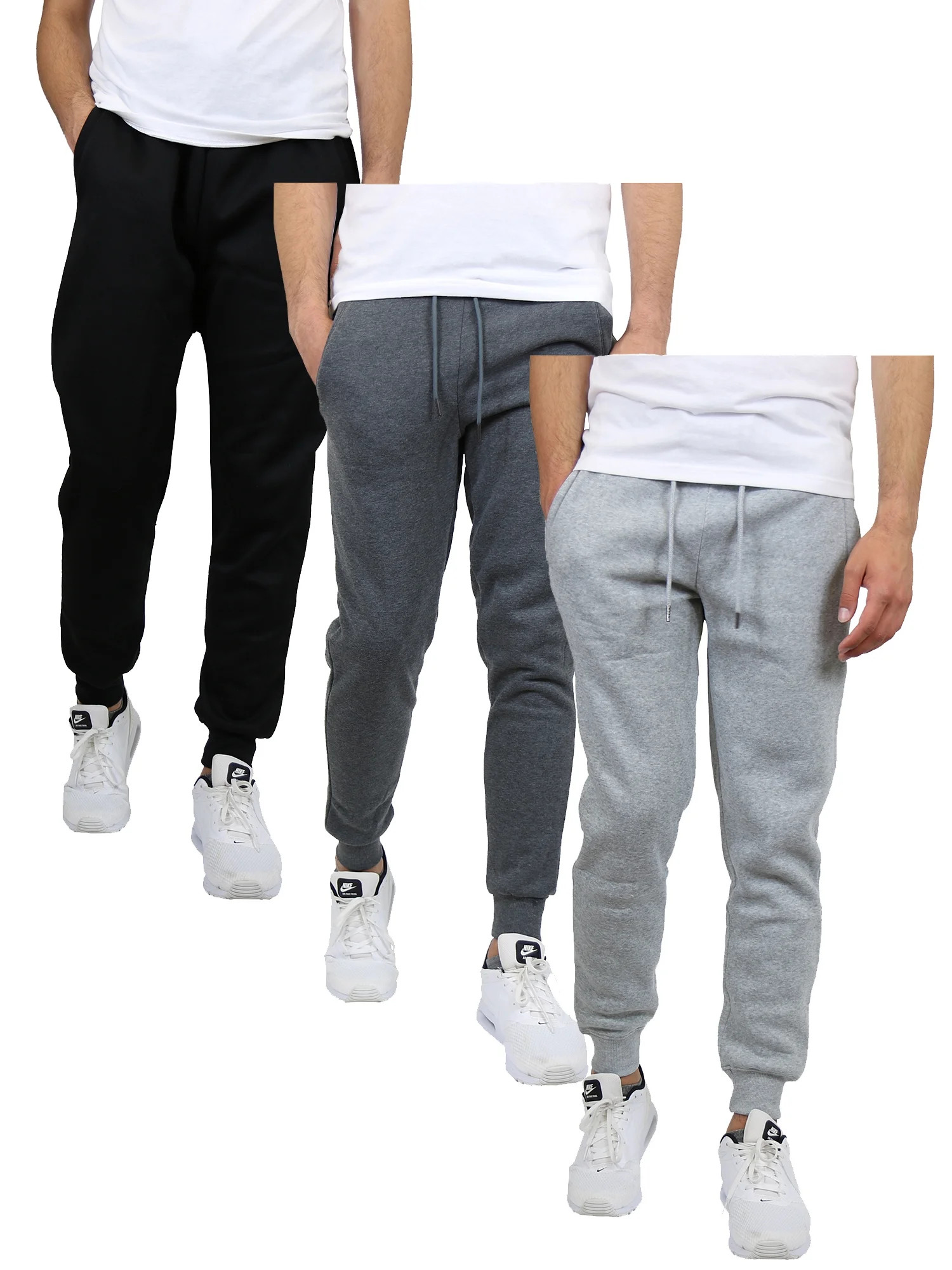 3-Pack Mens Slim Fit Fleece Jogger Sweatpants (S-2XL) - Walmart.com | Walmart (US)