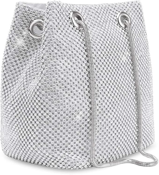 Women's Evening Bag- Upgraded Larger Size Full Rhinestones Bucket Bag Shining Bag Shoulder Bag fo... | Amazon (US)