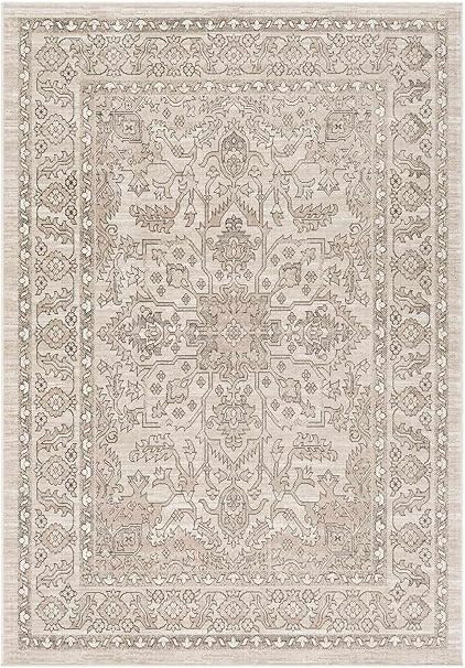Mark&Day Area Rugs, 5x7 Darp Traditional Charcoal Area Rug, White/Beige/Black Carpet for Living R... | Amazon (US)