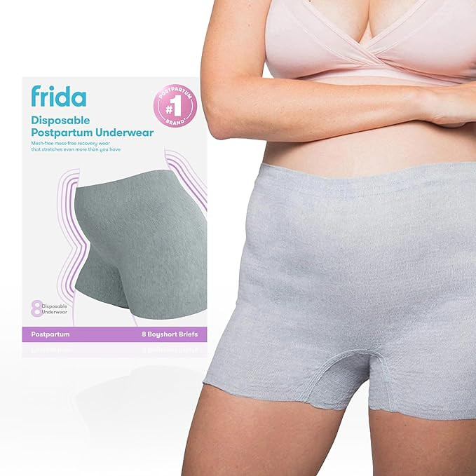 Frida Mom 8pc Postpartum Underwear, Disposable Boyshort Panties, Seamless, Stretch Support, New M... | Amazon (US)