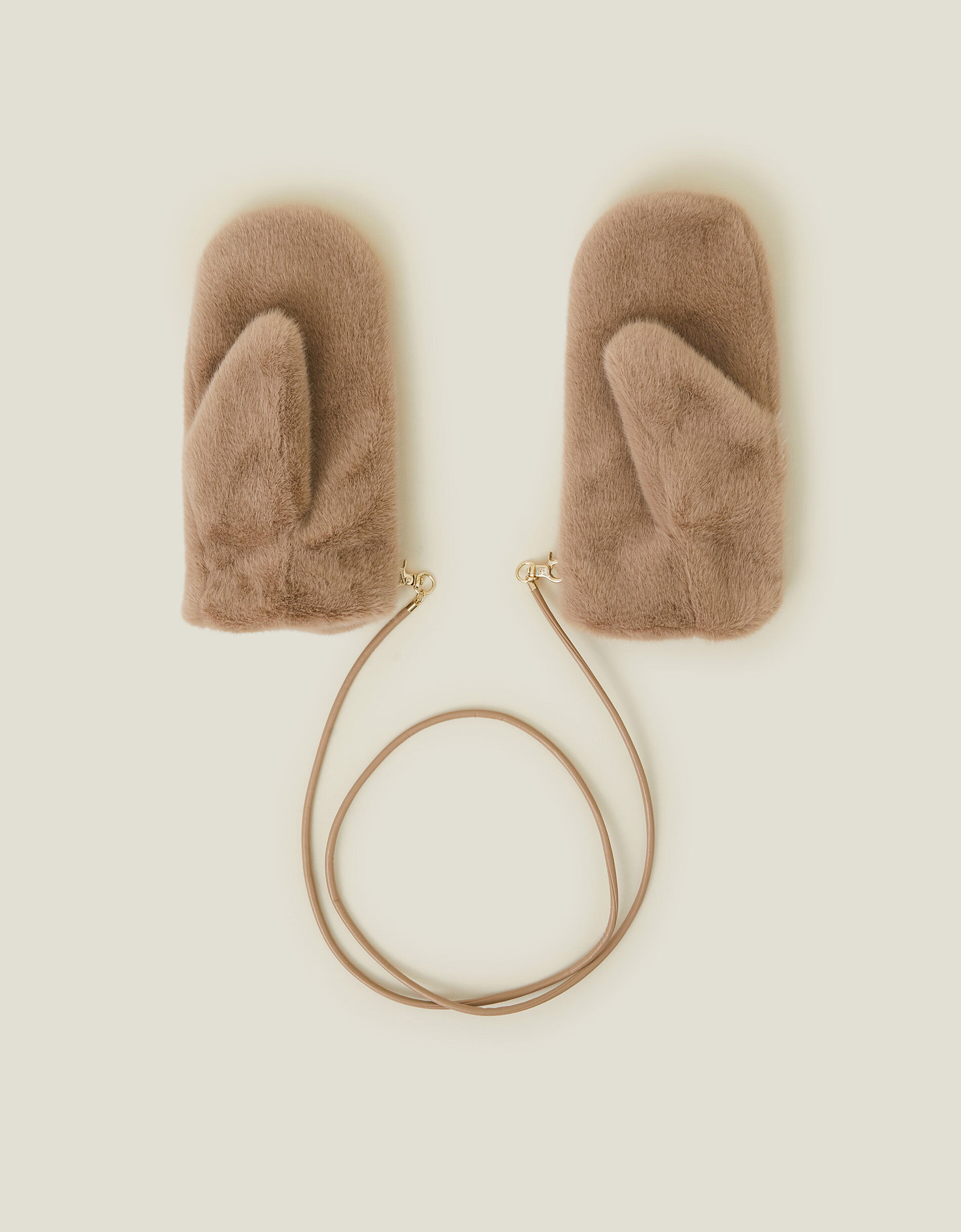 Faux Fur String Mittens Natural | Accessorize (Global)
