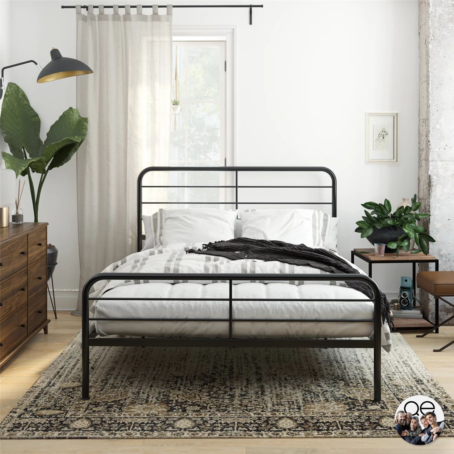 Queer Eye Millie Metal Bed with Headboard and Base, Queen Size Frame, Black | Walmart (US)