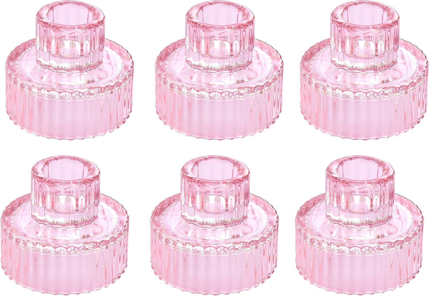 Vixdonos Pink Candle Holders Set of 6 Glass Tealight Candle Holders for Table Centerpieces and We... | Amazon (US)