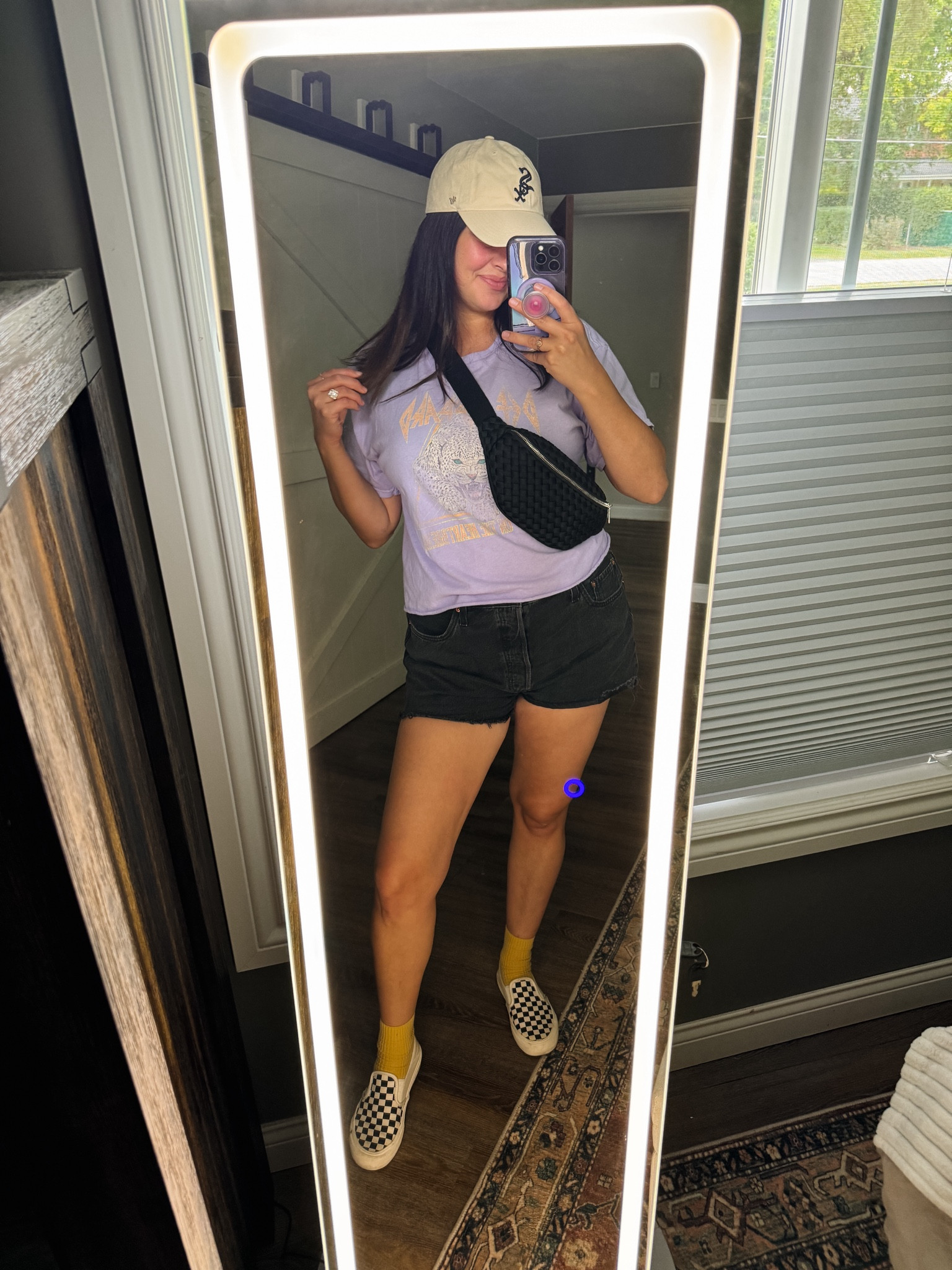 graphic tshirt and black jean shorts with dad hat and belt bag! 

#LTKStyleTip #LTKMidsize #LTKFindsUnder50