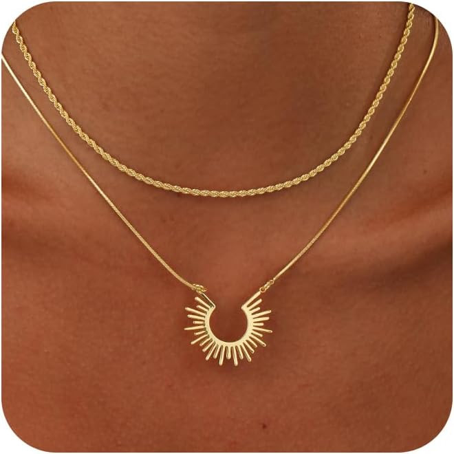 CHESKY Layered Necklaces for Women Trendy, Dainty 14k Gold Plated Pendant Necklace Layering Neckl... | Amazon (US)
