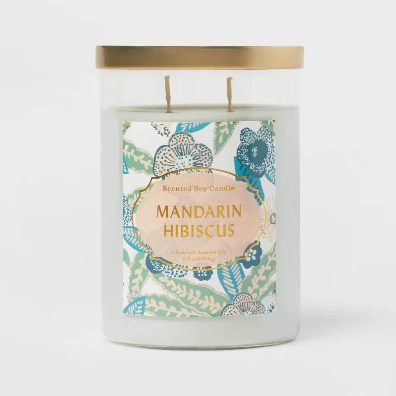21.5oz Core Lidded Glass Jar Candle Mandarin Hibiscus Pink - Opalhouse™ | Target