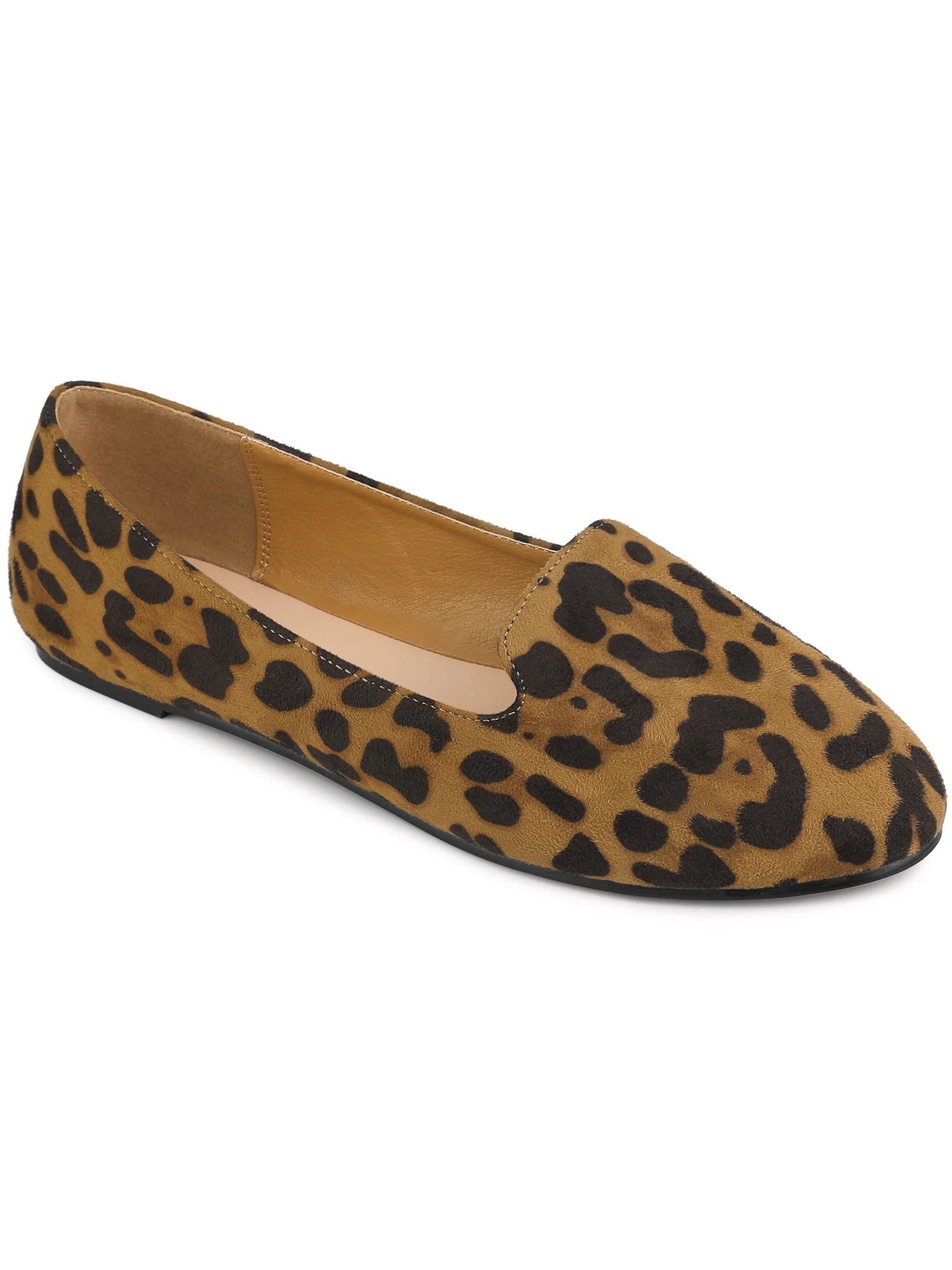 BLISSFUL STEP Women's Flats Faux Suede Round Toe Slip on Ballet Flats Leopard 9 - Walmart.com | Walmart (US)