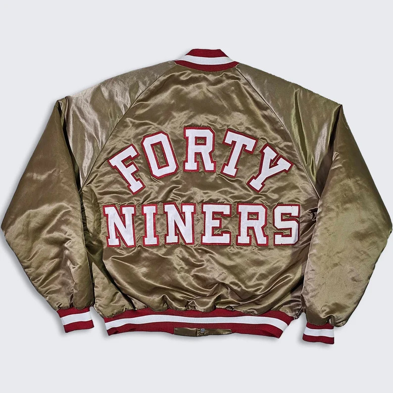 San Francisco 49ers Vintage 80s Chalk Line Satin Bomber Jacket - NFL Football Gold Color Coat - S... | Etsy (US)