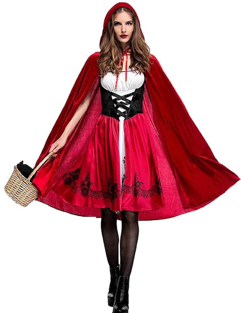 Colorful House Red Little Riding Hood Costume For Women, Christmas Halloween Party Dress with Cap... | Amazon (US)