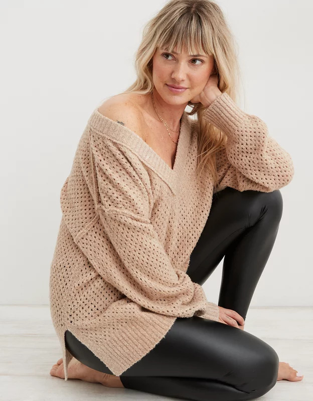 Aerie Oversized V-Neck Sweater | Aerie