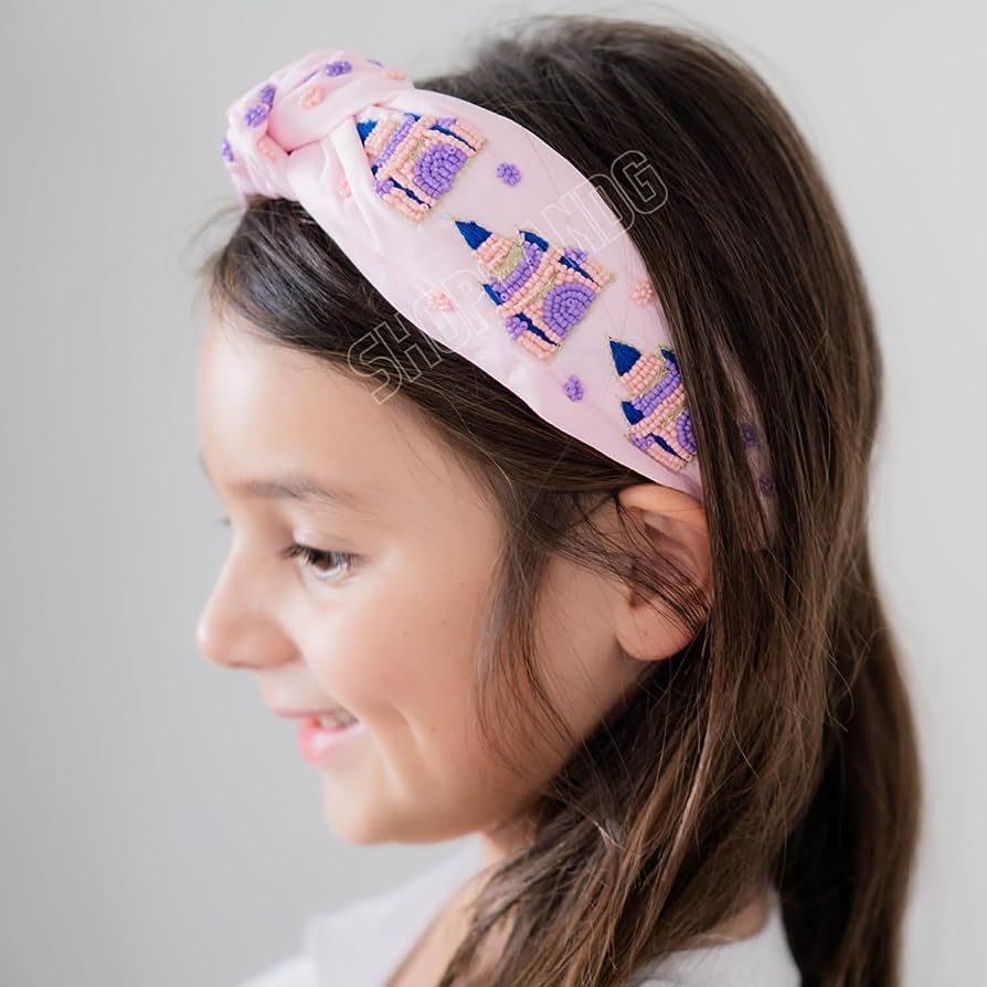 Pink Castle-themed headband Seed bead embellished hair accessory Fairytale-inspired fashion Encha... | Amazon (US)