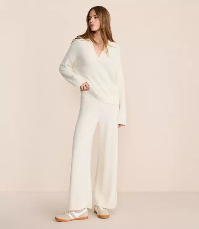 Lou & Grey Fuzzy Wide Leg Sweater Pants | LOFT