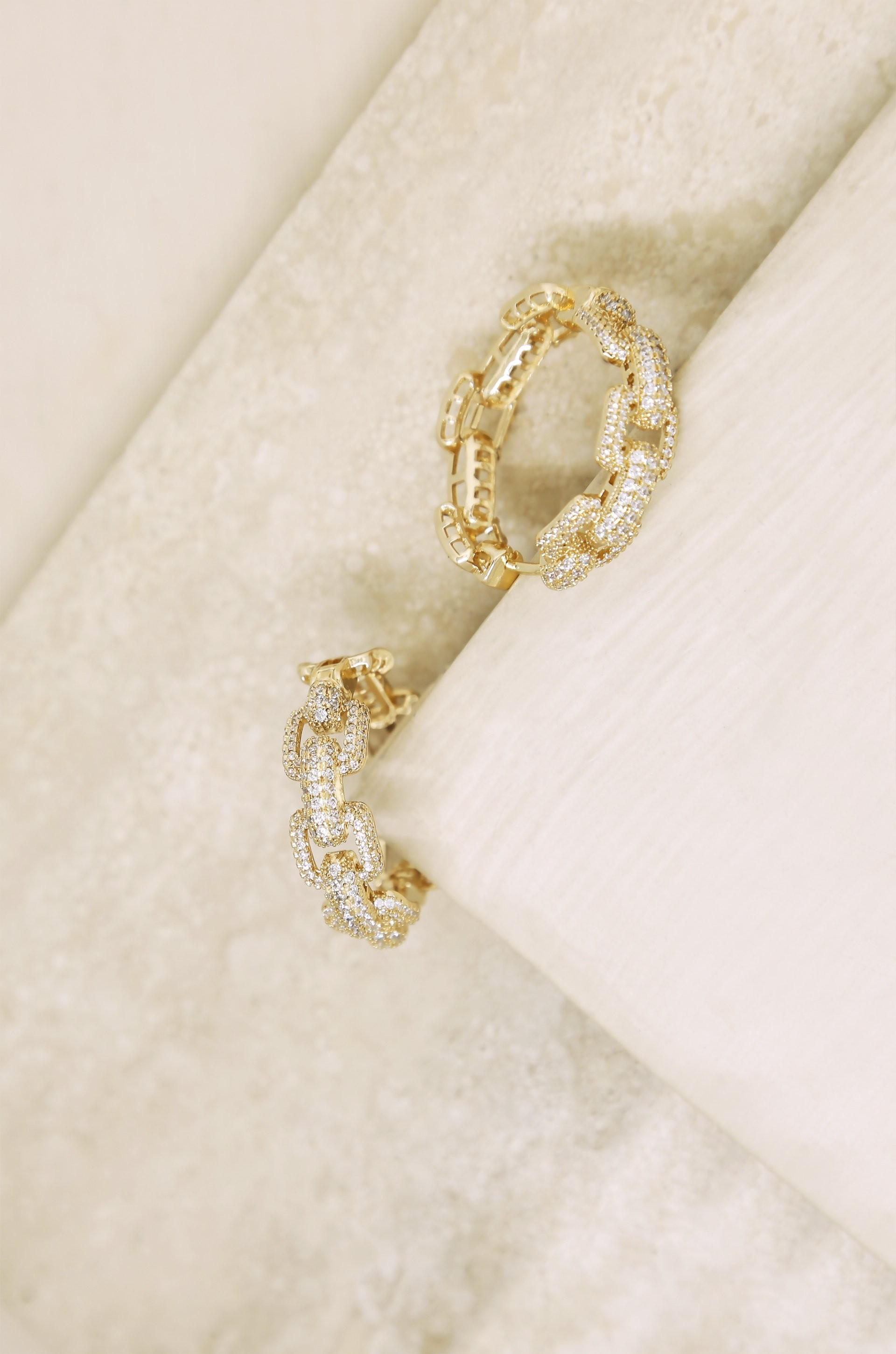 Crystal Chain Link 18k Gold Plated Hoops | Ettika