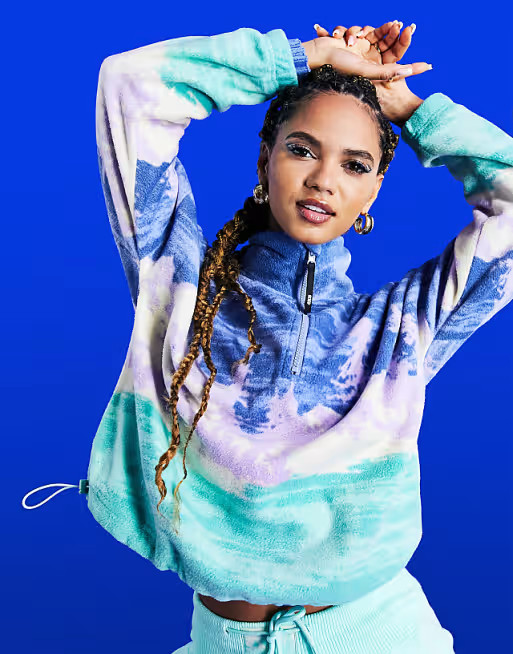 ASOS 4505 ski fleece mock neck zip top with graphic mountain print | ASOS (Global)