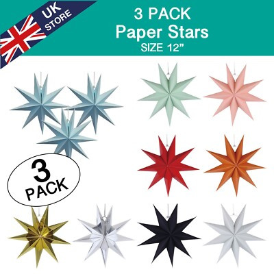 3 PACK 12" PAPER STARS Wedding Birthday Party Celebration Event Decoration UK  | eBay | eBay UK
