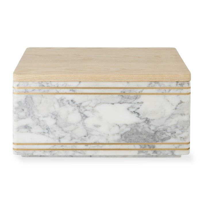 White Marble and Gold Bread Box | Williams-Sonoma