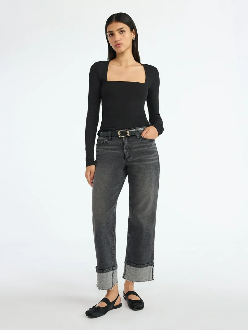 Scoop Women's High Rise Benton Cuffed Ankle Jeans, Sizes 0-20, Regular, Short, Tall | Walmart (US)