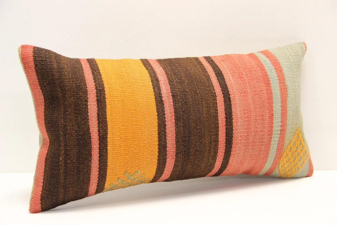 Vintage Kilim Lumbar Pillow Cover 10x20, Oriental Boho Decor - Etsy | Etsy (US)