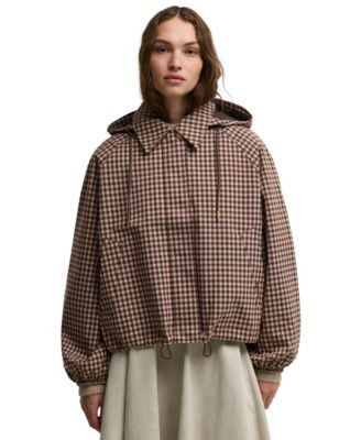 Barbour Women's Audrey Gingham Hooded Raincoat - Cranberry Brown Gingham | Macy's
