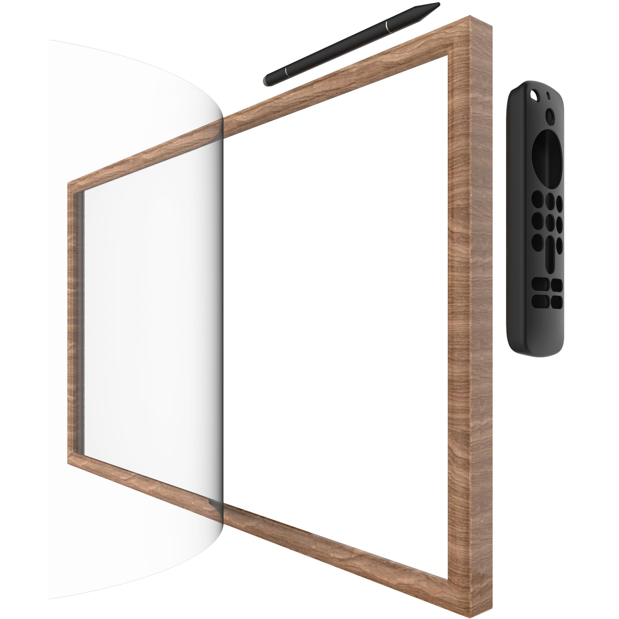 Wooden Frame with Magnet for Echo Show 21, Screen Protector, Magnet Stylus Pen,Magnet Remote Cont... | Amazon (US)