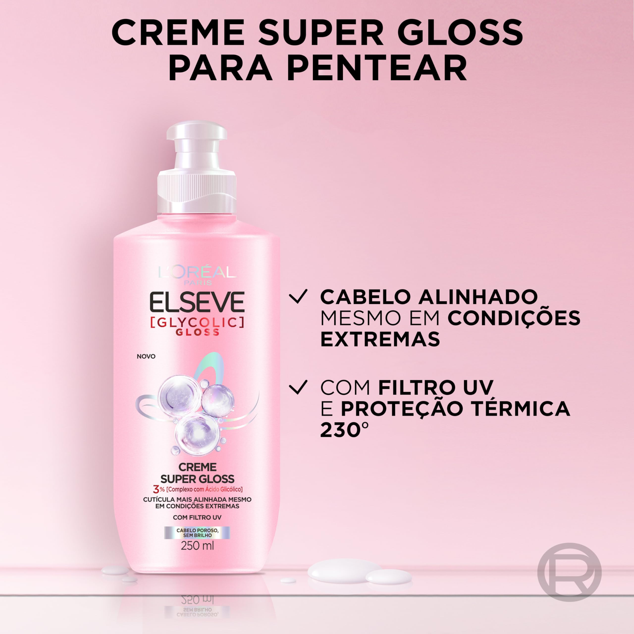 Creme para Pentear Super Gloss L'Oréal Paris Elseve Glycolic Gloss 250ML | Amazon (BR)