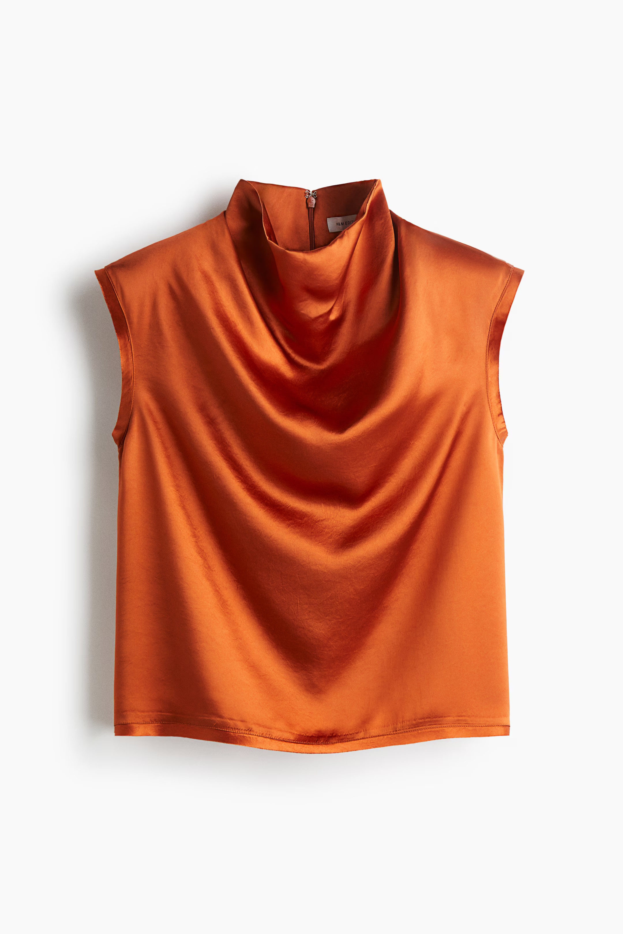 Top de satén con escote drapeado - Naranja - MUJER | H&M ES | H&M (FR, IT, ES, PT, BE)