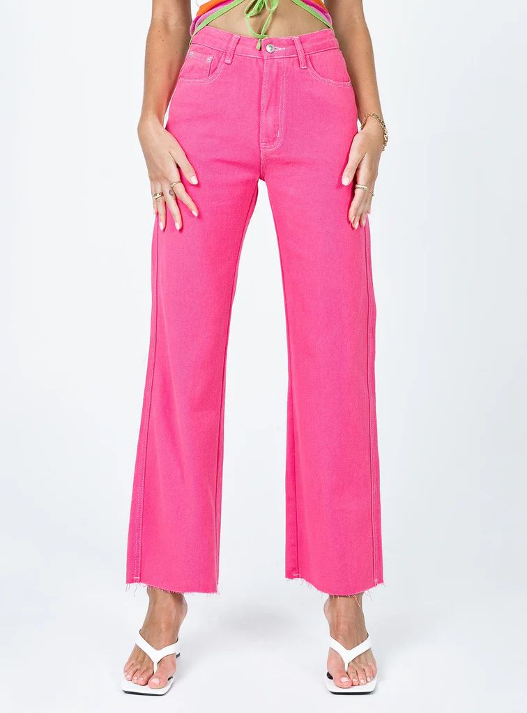 Popsicle Straight Leg Denim Jeans Pink | Princess Polly US