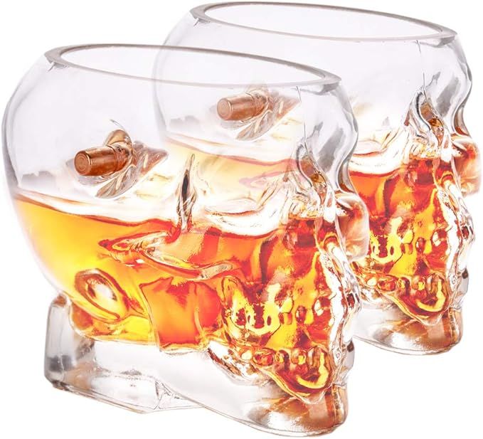 Lucky Shot USA 308 CALIBER HEAD-SHOT WHISKEY GLASS | Embedded Bullet Borosilicate 12oz Skull Glas... | Amazon (US)