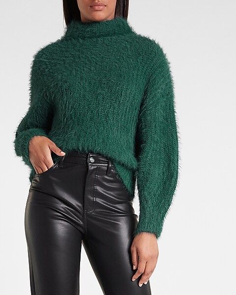 Fuzzy Chenille Mock Neck Sweater | Express