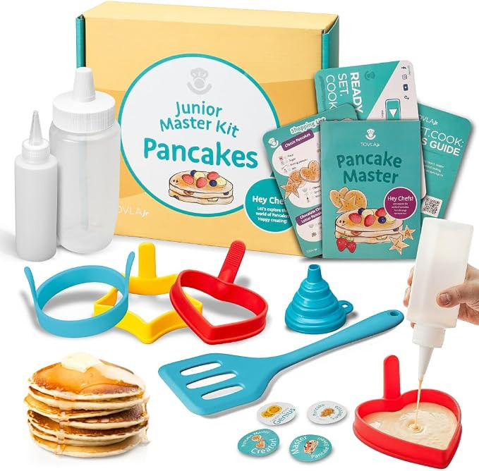 Tovla Jr. Kids Pancake Cooking Kit | Real Breakfast Set with Silicone Molds, Bottles, Spatula & I... | Amazon (US)