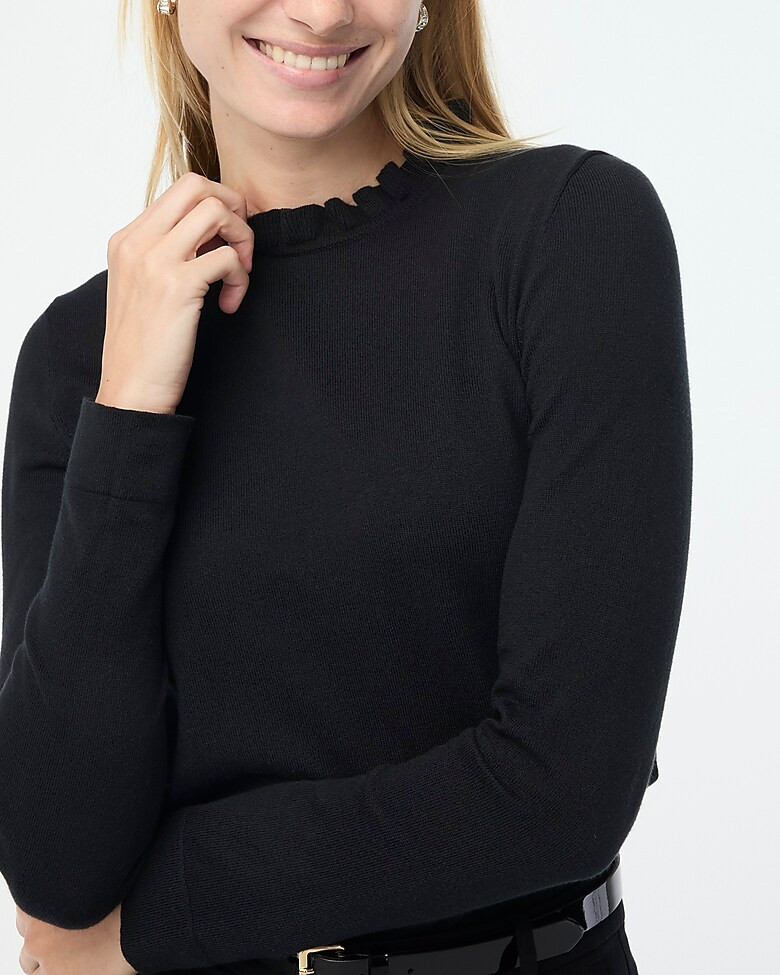Cotton ruffleneck sweater | J.Crew Factory