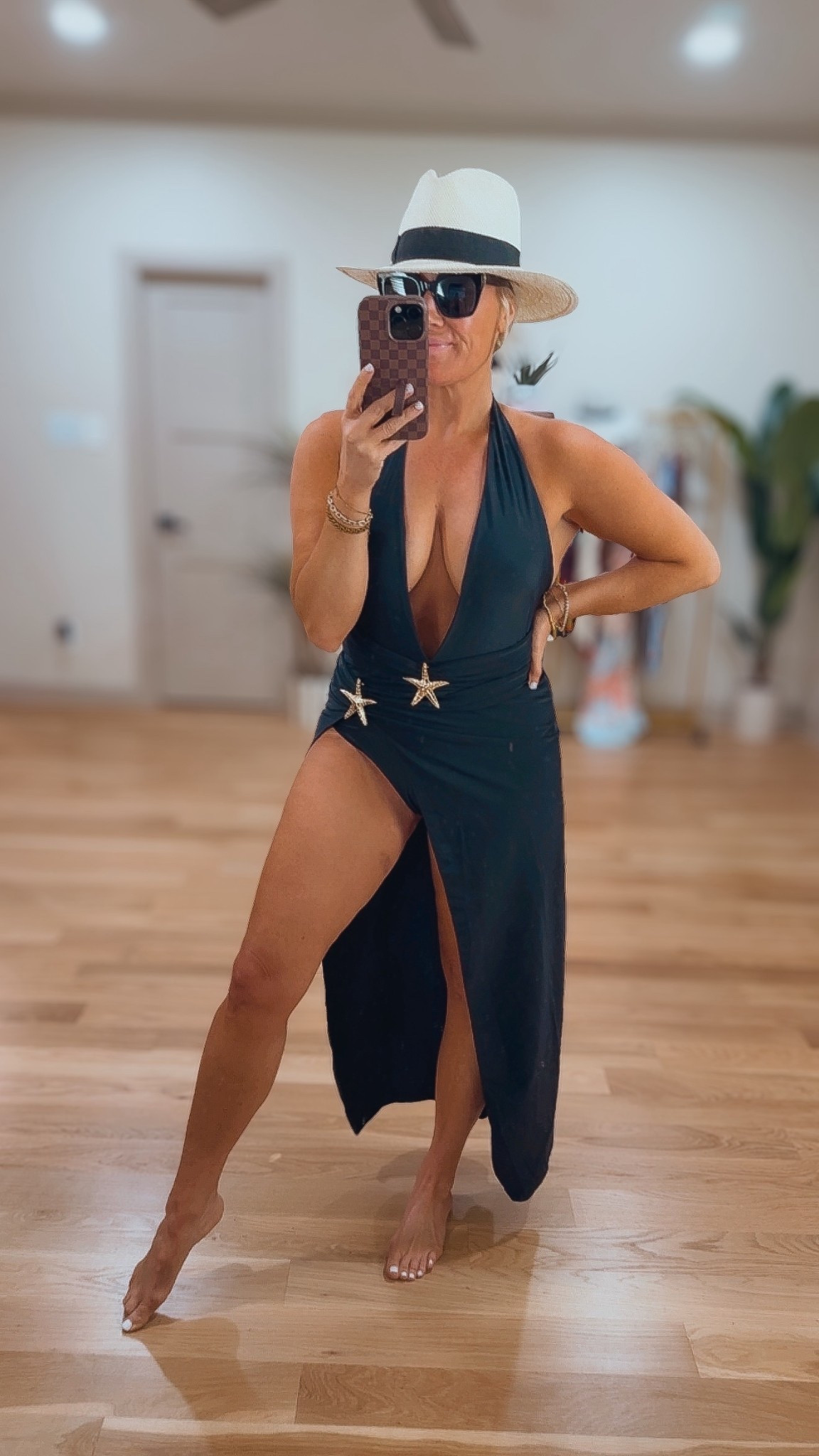 Very plungy swimsuit with skirt coverup - size medium 