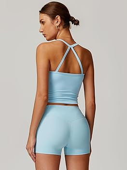 ABOCIW Workout Sets for Women 2 Piece Padded Sports Bra Tank High Waist Booty Gym Shorts Active Y... | Amazon (US)