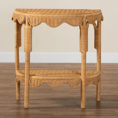 Bali & Pari Paisley Coastal Scallop Light Honey Rattan Console Table | Wayfair North America