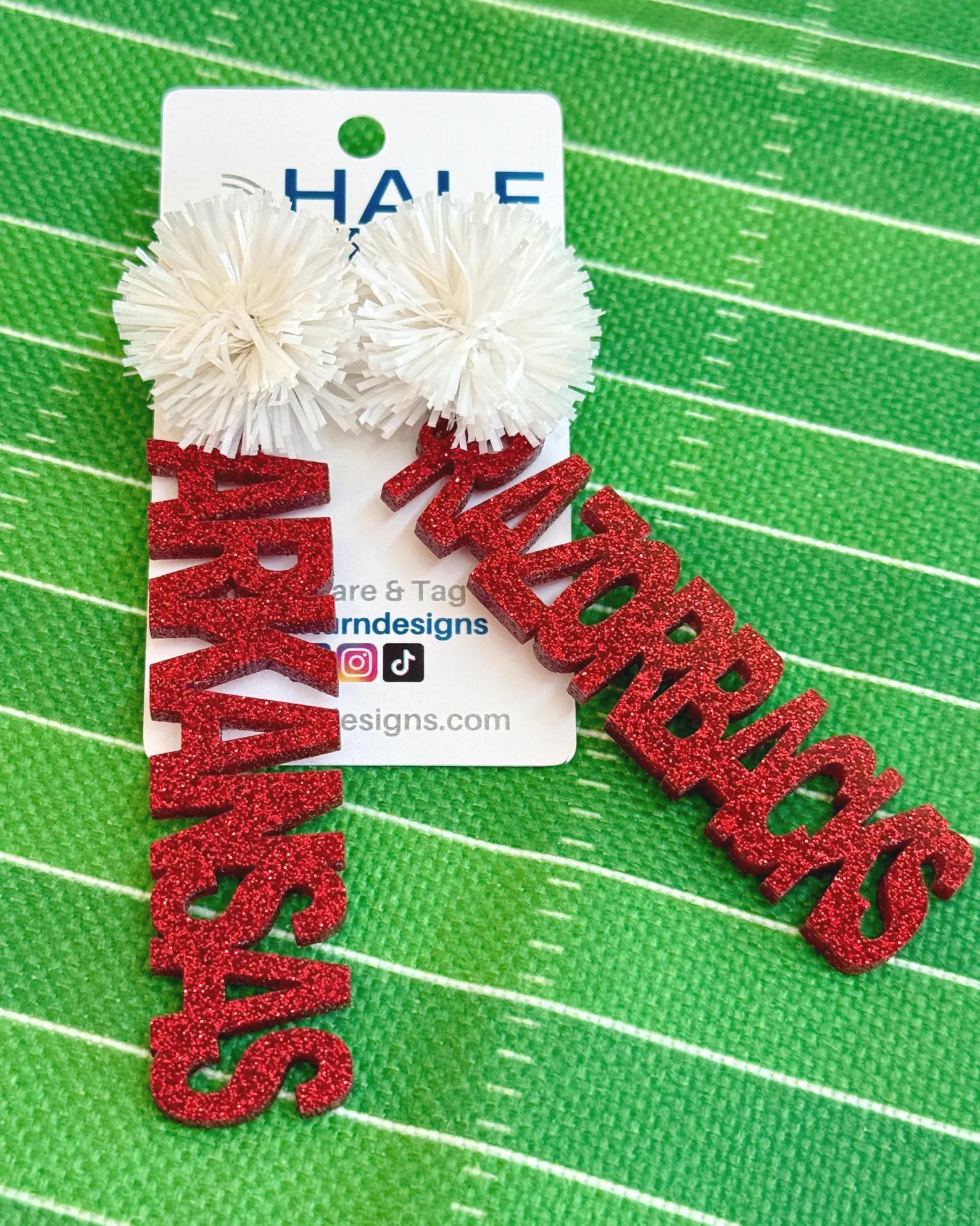 Arkansas Razorbacks Game Day Earrings, Crimson & White Glitter Acrylic, Officially Licensed Unive... | Etsy (Global)